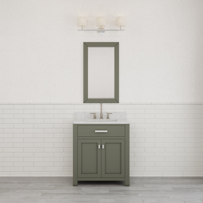 Kingston Madison MS30CW01GN - 30 in. x 21.5 in. Bathroom Vanity Marble Top and White Basin, Green