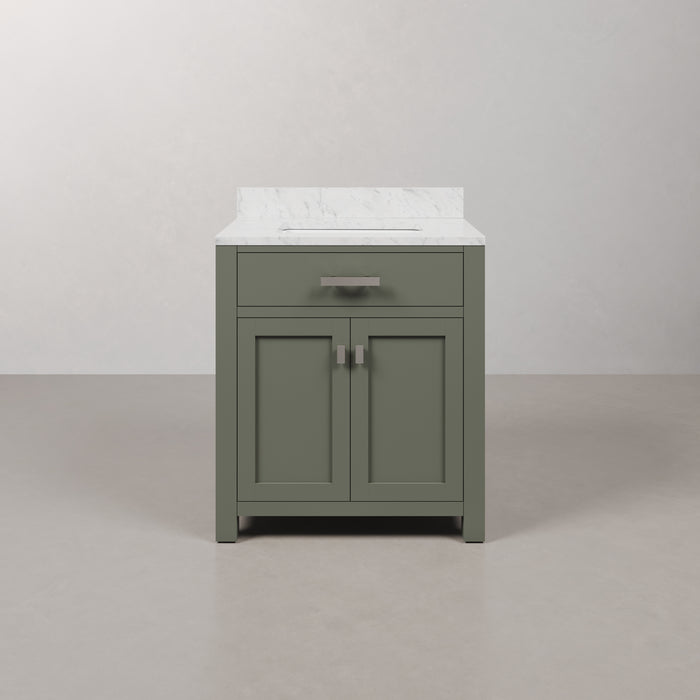 Kingston Madison MS30CW01GN - 30 in. x 21.5 in. Bathroom Vanity Marble Top and White Basin, Green