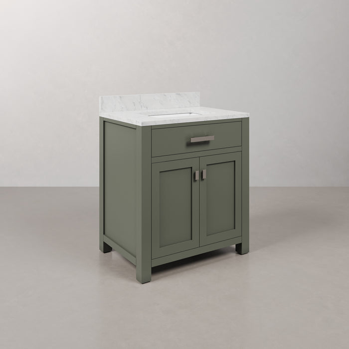 Kingston Madison MS30CW01GN - 30 in. x 21.5 in. Bathroom Vanity Marble Top and White Basin, Green