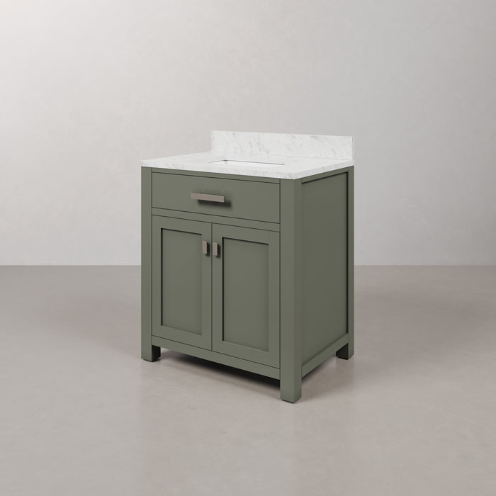 Kingston Madison MS30CW01GN - 30 in. x 21.5 in. Bathroom Vanity Marble Top and White Basin, Green