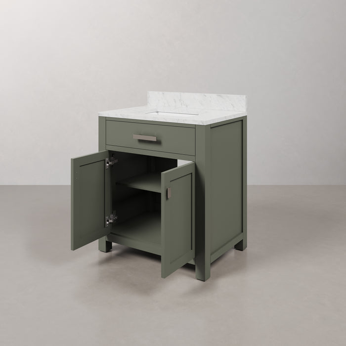 Kingston Madison MS30CW01GN - 30 in. x 21.5 in. Bathroom Vanity Marble Top and White Basin, Green