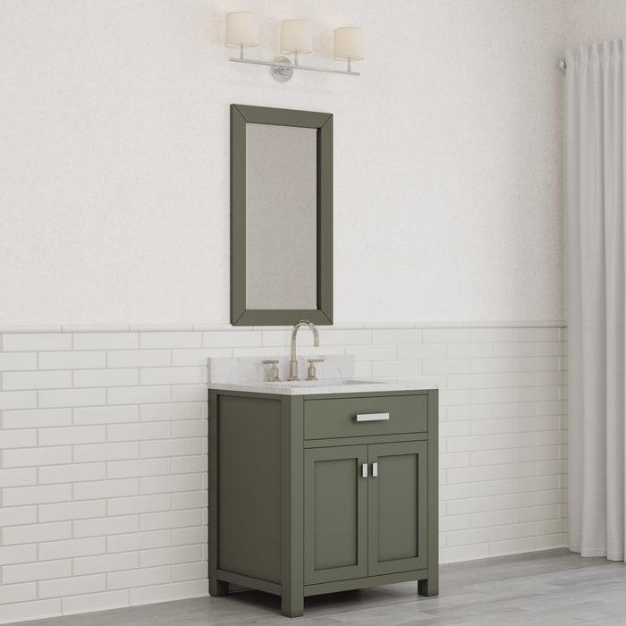 Kingston Madison MS30CW01GN - 30 in. x 21.5 in. Bathroom Vanity Marble Top and White Basin, Green