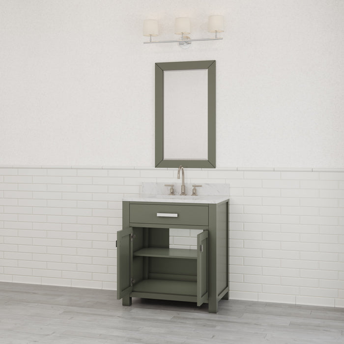 Kingston Madison MS30CW01GN - 30 in. x 21.5 in. Bathroom Vanity Marble Top and White Basin, Green