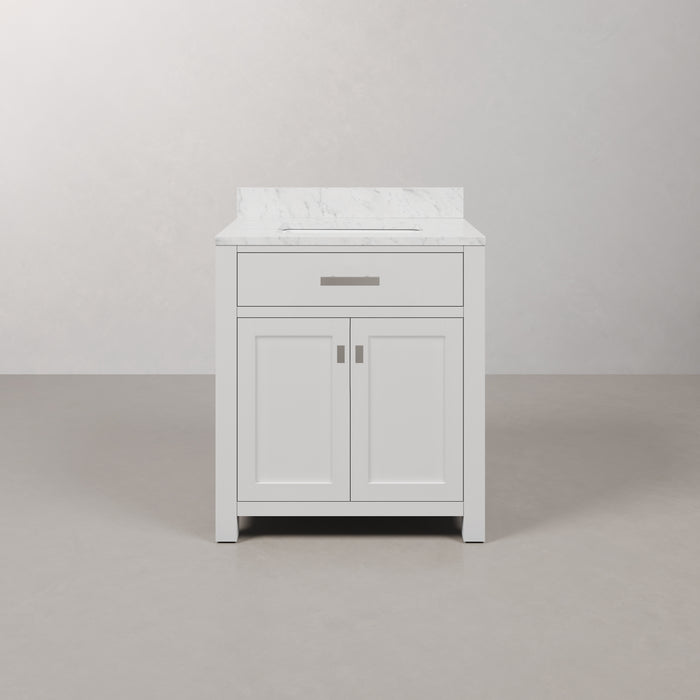 Kingston Madison MS30CW01PW - 30 in. x 21.5 in Bathroom Vanity Marble Top in Carrara White, Modern White