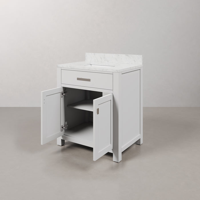 Kingston Madison MS30CW01PW - 30 in. x 21.5 in Bathroom Vanity Marble Top in Carrara White, Modern White