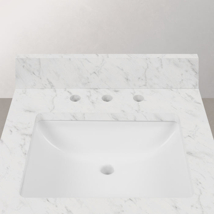 Kingston Madison MS30CW06MB - 30 in. x 21.5 in. Bathroom Vanity Marble Top in Carrara White and White Basin, Blue