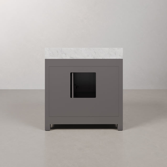 Kingston Madison MS36CW01CG - 36 in. x 21.5 in. Bathroom Vanity Marble Top in Carrara White and White Basin, Gray