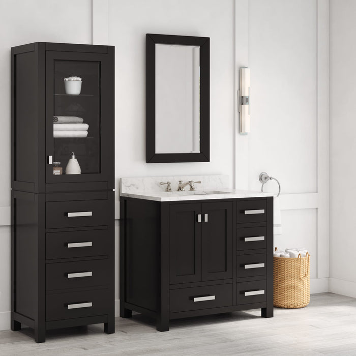 Kingston Madison MS36CW01ES - 36 in. x 21.5 in. Bathroom Vanity Marble Top in Carrara White and White Basin, Espresso