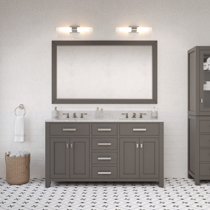 Kingston Madison MS60CW01CG - 60 in. x 21 in. Bathroom Vanity Marble Top in Carrara White, Cashmere Grey