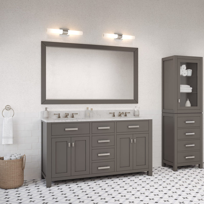 Kingston Madison MS60CW01CG - 60 in. x 21 in. Bathroom Vanity Marble Top in Carrara White, Cashmere Grey