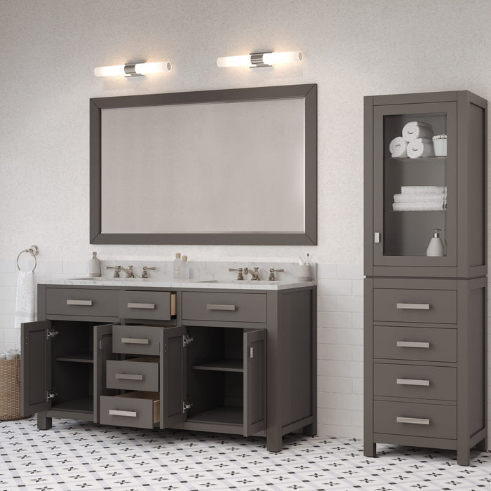 Kingston Madison MS60CW01CG - 60 in. x 21 in. Bathroom Vanity Marble Top in Carrara White, Cashmere Grey