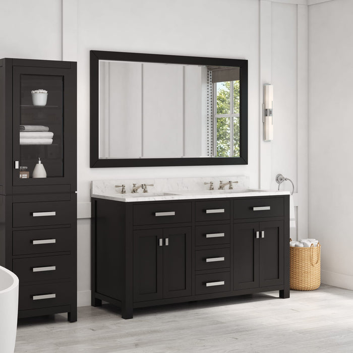 Kingston Madison MS60CW01ES - 60 in. x 21.5 in. Bathroom Vanity Double Sink with Carrara White Marble Top, Espresso