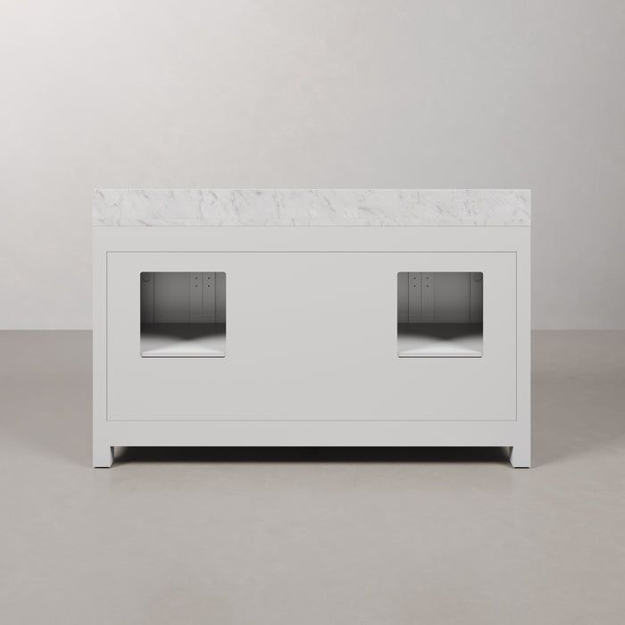 Kingston Madison MS60CW01PW - 60 in. x 21.5 in Bathroom Vanity Marble Top in Carrara White, Modern White