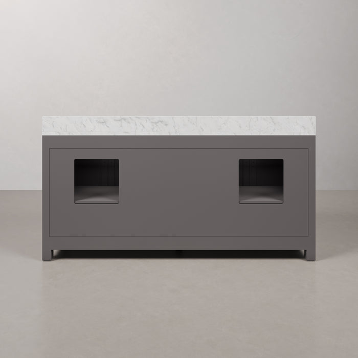 Kingston Madison MS72CW01CG - 72 in. x 21 in. Bathroom Vanity Marble Top in Carrara White, Cashmere Grey