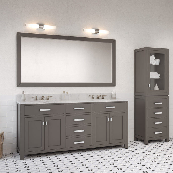 Kingston Madison MS72CW01CG - 72 in. x 21 in. Bathroom Vanity Marble Top in Carrara White, Cashmere Grey