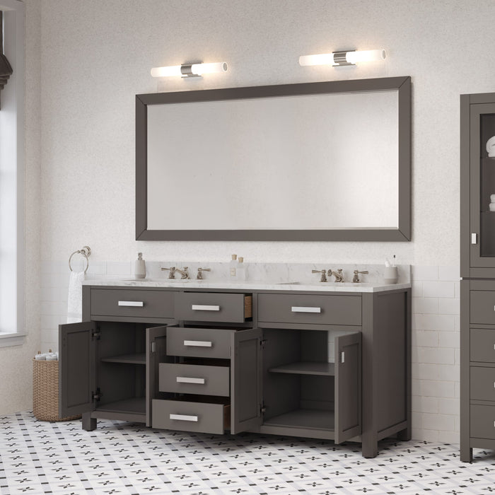 Kingston Madison MS72CW01CG - 72 in. x 21 in. Bathroom Vanity Marble Top in Carrara White, Cashmere Grey
