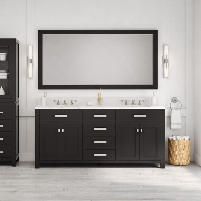 Kingston Madison MS72CW01ES - 72 in. x 21.5 in. Bathroom Vanity Double Sink with Carrara White Marble Top, Espresso