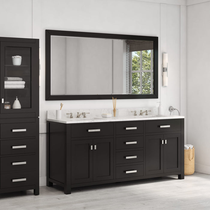 Kingston Madison MS72CW01ES - 72 in. x 21.5 in. Bathroom Vanity Double Sink with Carrara White Marble Top, Espresso