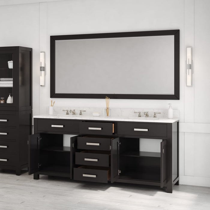 Kingston Madison MS72CW01ES - 72 in. x 21.5 in. Bathroom Vanity Double Sink with Carrara White Marble Top, Espresso