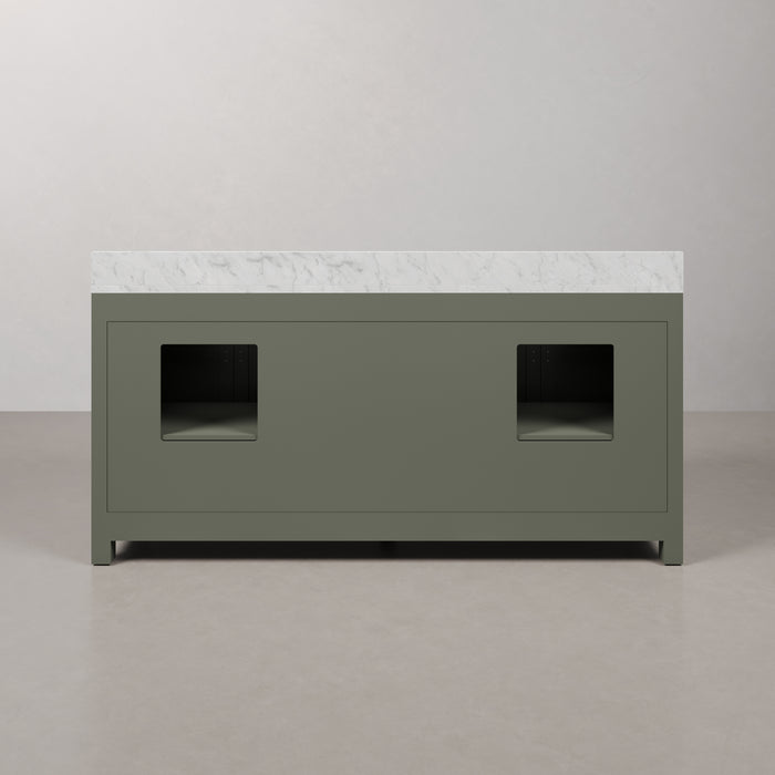 Kingston Madison MS72CW01GN - 72 in. x 21.5 in. Bathroom Vanity Marble Top and White Basin, Glacial Green