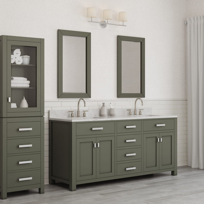Kingston Madison MS72CW01GN - 72 in. x 21.5 in. Bathroom Vanity Marble Top and White Basin, Glacial Green