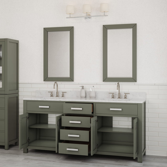 Kingston Madison MS72CW01GN - 72 in. x 21.5 in. Bathroom Vanity Marble Top and White Basin, Glacial Green