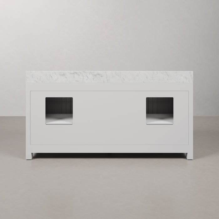 Kingston Madison MS72CW01PW - 72 in. x 21.5 in. Bathroom Vanity Marble Top in Carrara White, Modern White