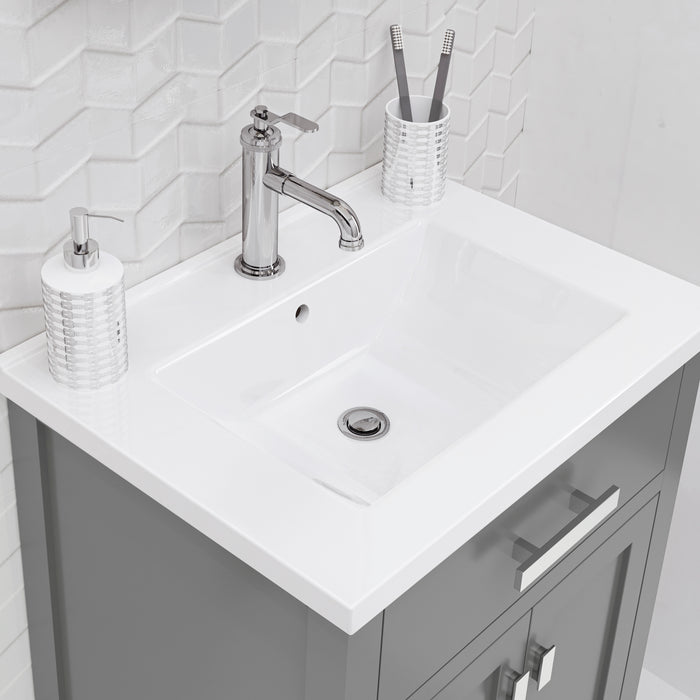 Kingston Myra MY24CR01CG - 24 in. x 18.3 in. Bathroom Vanity Integrated Ceramic Top and Sink, Cashmere Grey