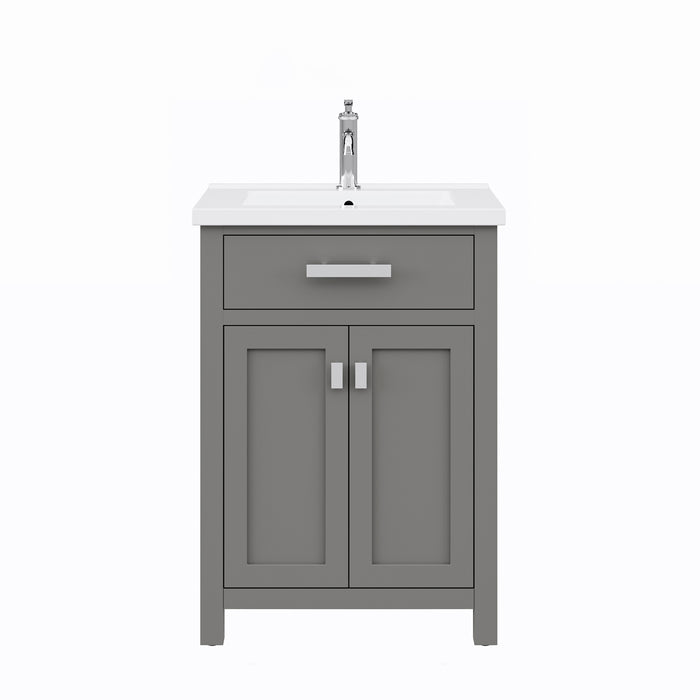 Kingston Myra MY24CR01CG - 24 in. x 18.3 in. Bathroom Vanity Integrated Ceramic Top and Sink, Cashmere Grey