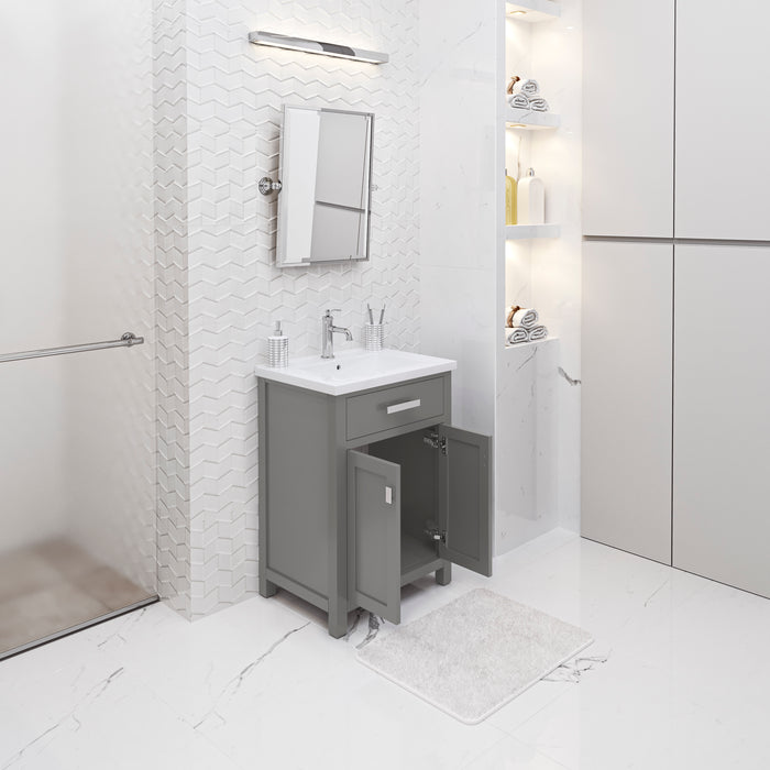 Kingston Myra MY24CR01CG - 24 in. x 18.3 in. Bathroom Vanity Integrated Ceramic Top and Sink, Cashmere Grey