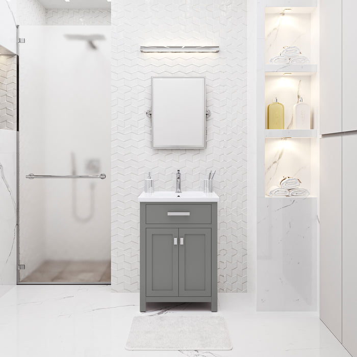 Kingston Myra MY24CR01CG - 24 in. x 18.3 in. Bathroom Vanity Integrated Ceramic Top and Sink, Cashmere Grey