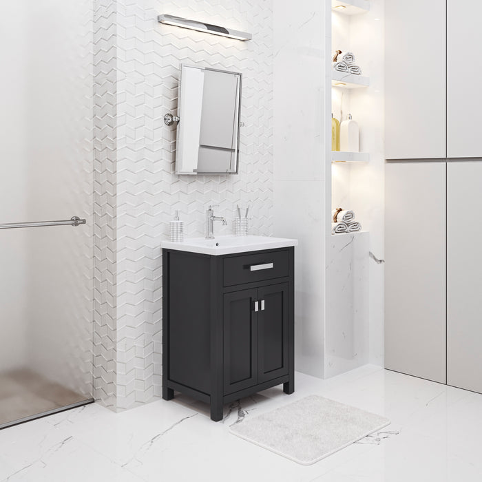 Kingston Myra MY24CR01ES - 24 in. x 18.3 in. Bathroom Vanity Integrated Ceramic Top and Sink, Espresso