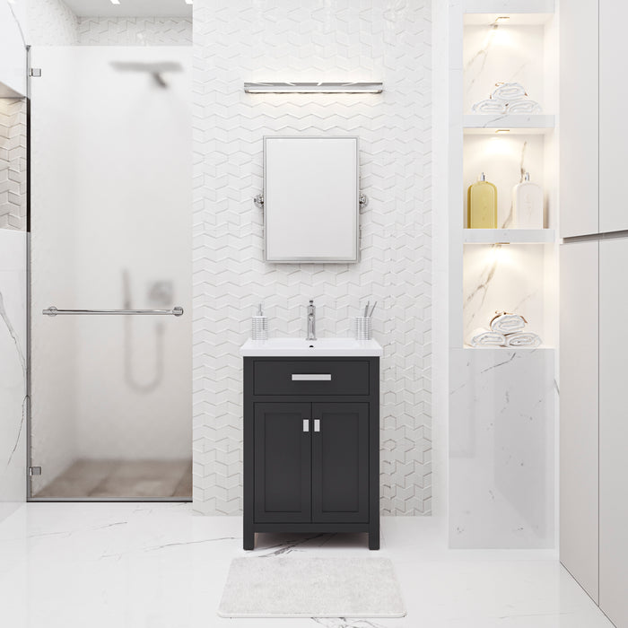 Kingston Myra MY24CR01ES - 24 in. x 18.3 in. Bathroom Vanity Integrated Ceramic Top and Sink, Espresso