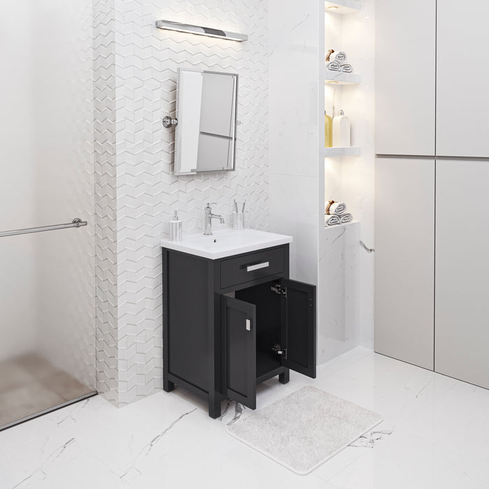Kingston Myra MY24CR01ES - 24 in. x 18.3 in. Bathroom Vanity Integrated Ceramic Top and Sink, Espresso