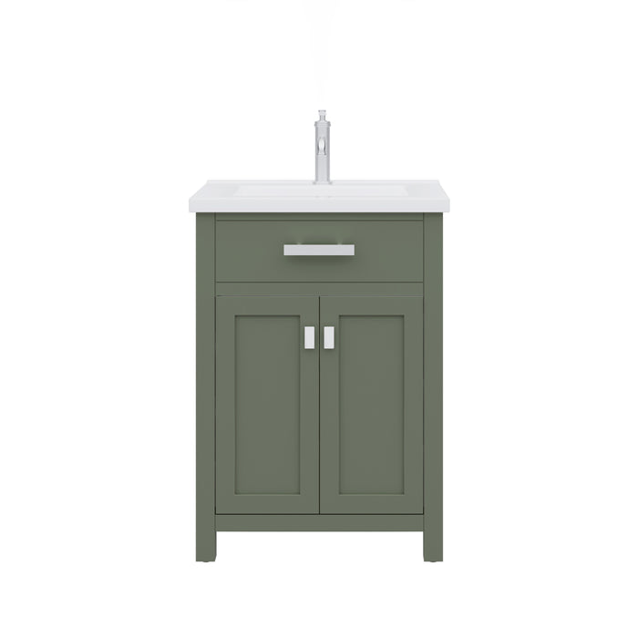 Kingston Myra MY24CR01GN - 24 in. x 18 in. Bathroom Vanity White Ceramic Top and White Basin, Glacial Green