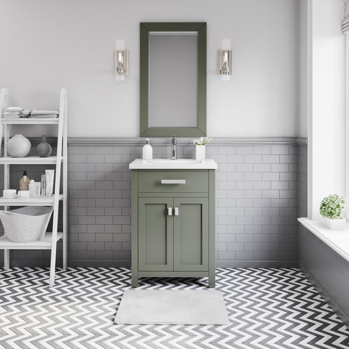 Kingston Myra MY24CR01GN - 24 in. x 18 in. Bathroom Vanity White Ceramic Top and White Basin, Glacial Green