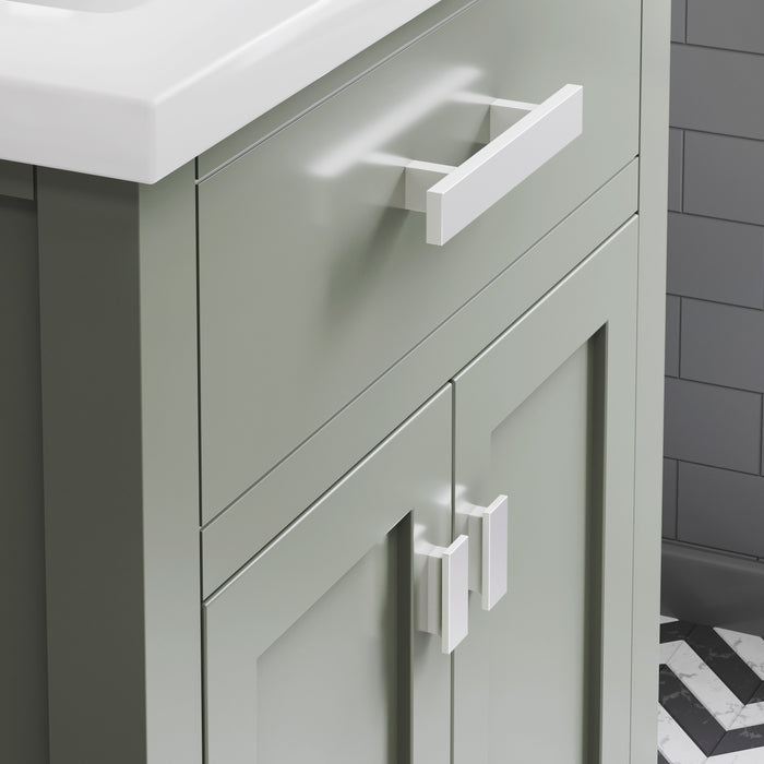 Kingston Myra MY24CR01GN - 24 in. x 18 in. Bathroom Vanity White Ceramic Top and White Basin, Glacial Green