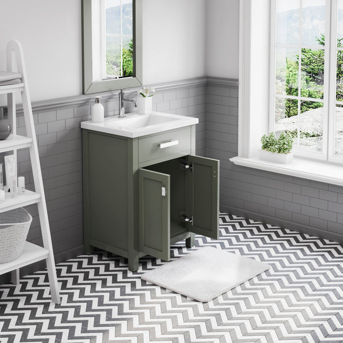 Kingston Myra MY24CR01GN - 24 in. x 18 in. Bathroom Vanity White Ceramic Top and White Basin, Glacial Green