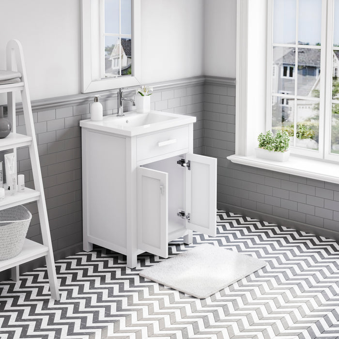 Kingston Myra MY24CR01PW - 24 in. x 18.3 in. Bathroom Vanity White Ceramic Top, Pure White