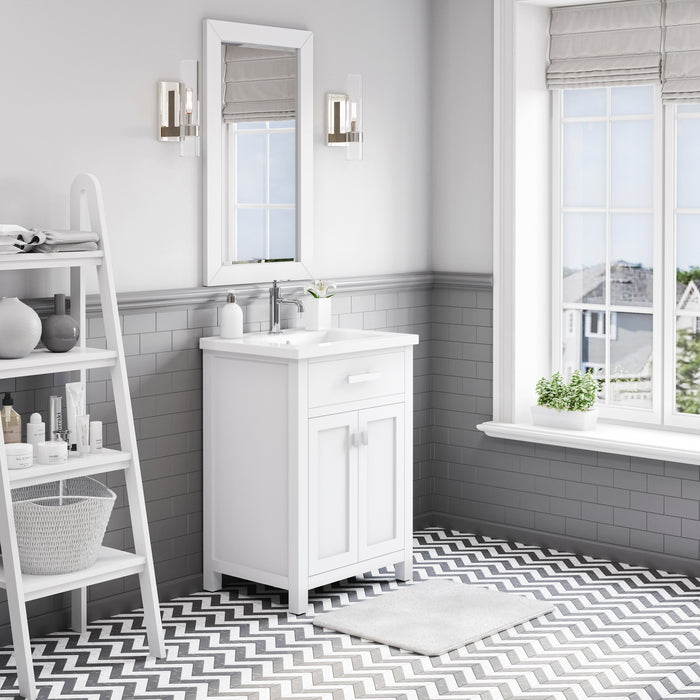 Kingston Myra MY24CR01PW - 24 in. x 18.3 in. Bathroom Vanity White Ceramic Top, Pure White