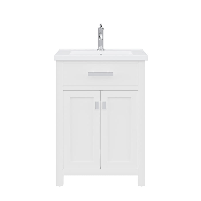 Kingston Myra MY24CR01PW - 24 in. x 18.3 in. Bathroom Vanity White Ceramic Top, Pure White