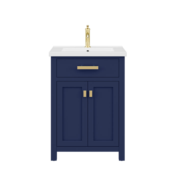 Kingston Myra MY24CR06MB - 24 in. x 18.3 in. Bathroom Vanity Integrated White Ceramic Top and Basin, Monarch Blue