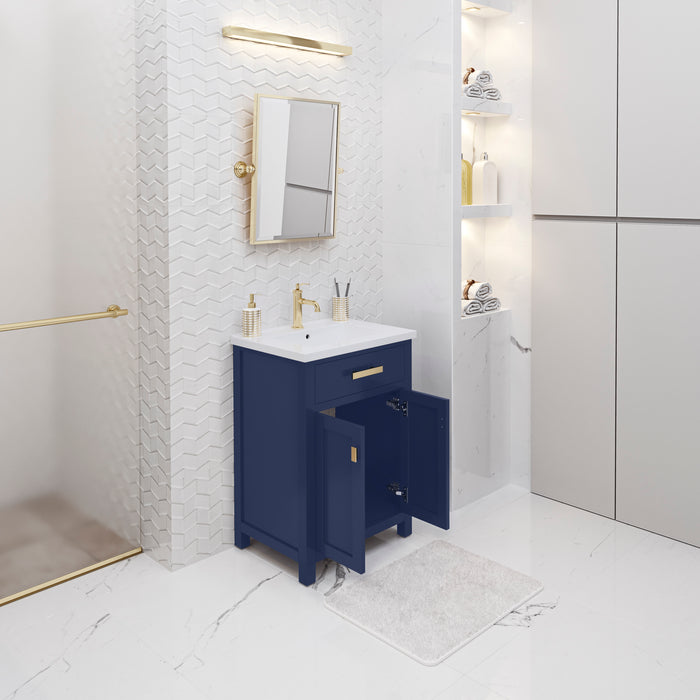Kingston Myra MY24CR06MB - 24 in. x 18.3 in. Bathroom Vanity Integrated White Ceramic Top and Basin, Monarch Blue