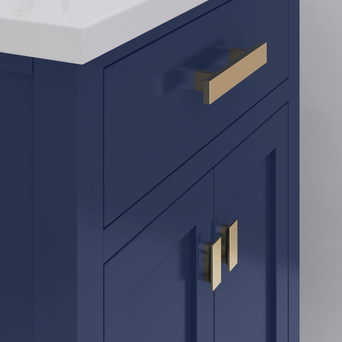 Kingston Myra MY24CR06MB - 24 in. x 18.3 in. Bathroom Vanity Integrated White Ceramic Top and Basin, Monarch Blue