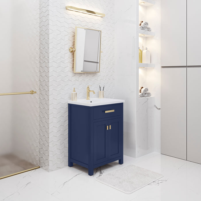 Kingston Myra MY24CR06MB - 24 in. x 18.3 in. Bathroom Vanity Integrated White Ceramic Top and Basin, Monarch Blue