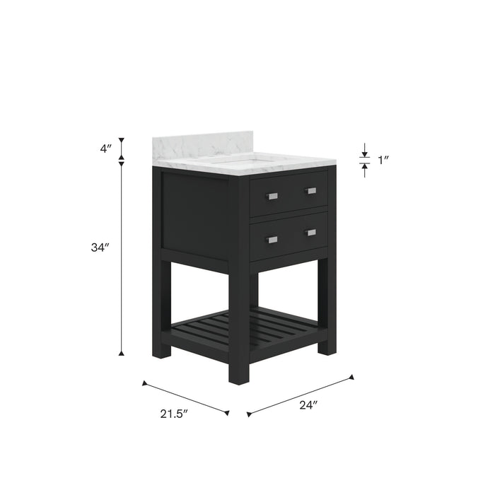 Kingston Madalyn MA24CW01ES - 24 in. x 21.5 in. Bathroom Vanity Carrara White Marble Top, Espresso