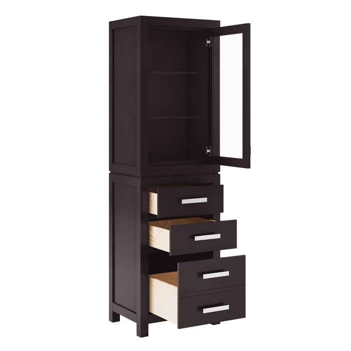 Kingston Madison MADISON-LC-E - 21 in. x 17 in. Linen Cabinet Freestanding, Espresso