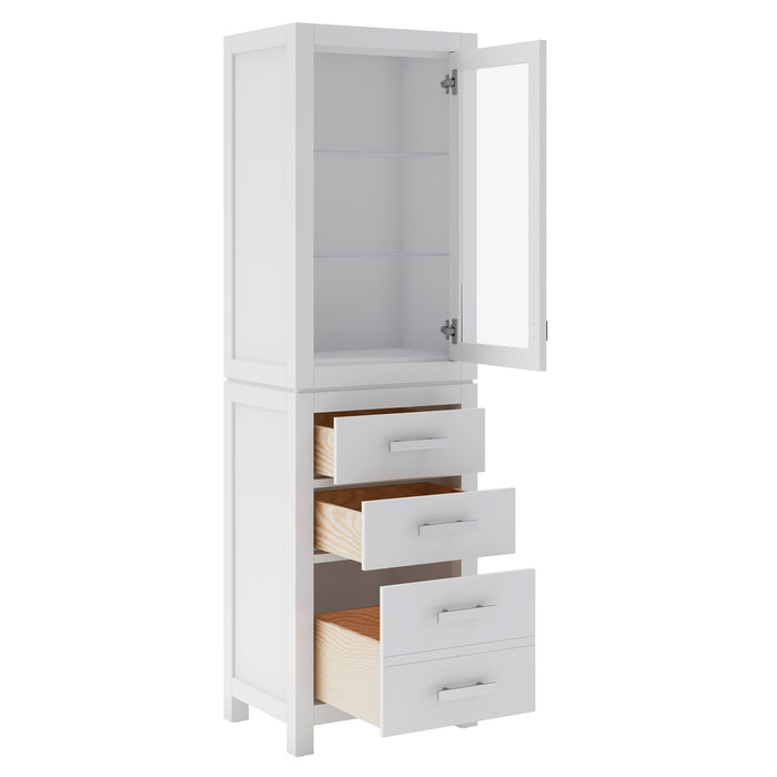Kingston Madison MADISON-LC-W - 21 in. x 17 in. Linen Cabinet Freestanding, Pure White