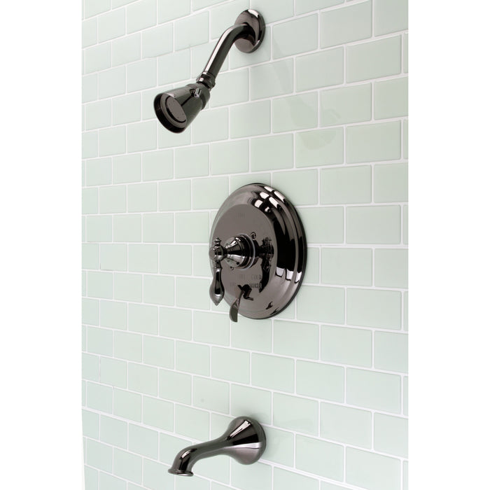 Kingston Heirloom NB36300ACL - American Classic Single-Handle Pressure Balanced Tub and Shower Faucet with Diverter Handle, Black Stainless Steel