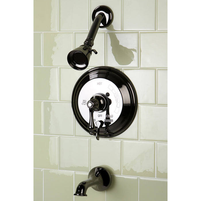 Kingston Heirloom NB36300AL - Water Onyx Single-Handle Pressure Balanced Tub and Shower Faucet with Diverter Handle, Black Stainless Steel